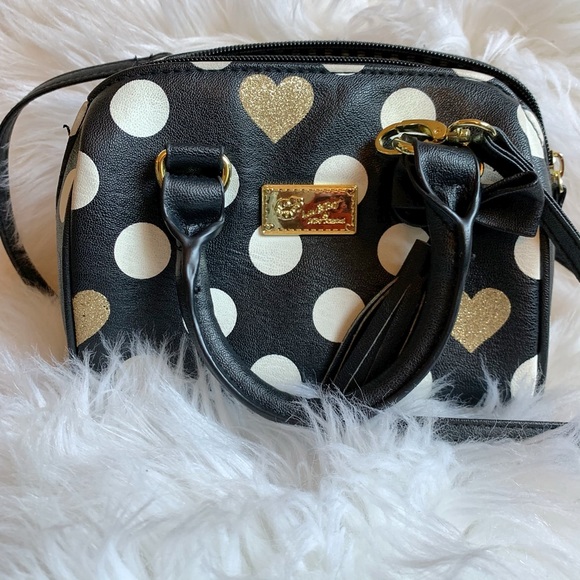 Betsey Johnson Handbags - Betsey Johnson Polka Dot & Heart Mini Crossbody
